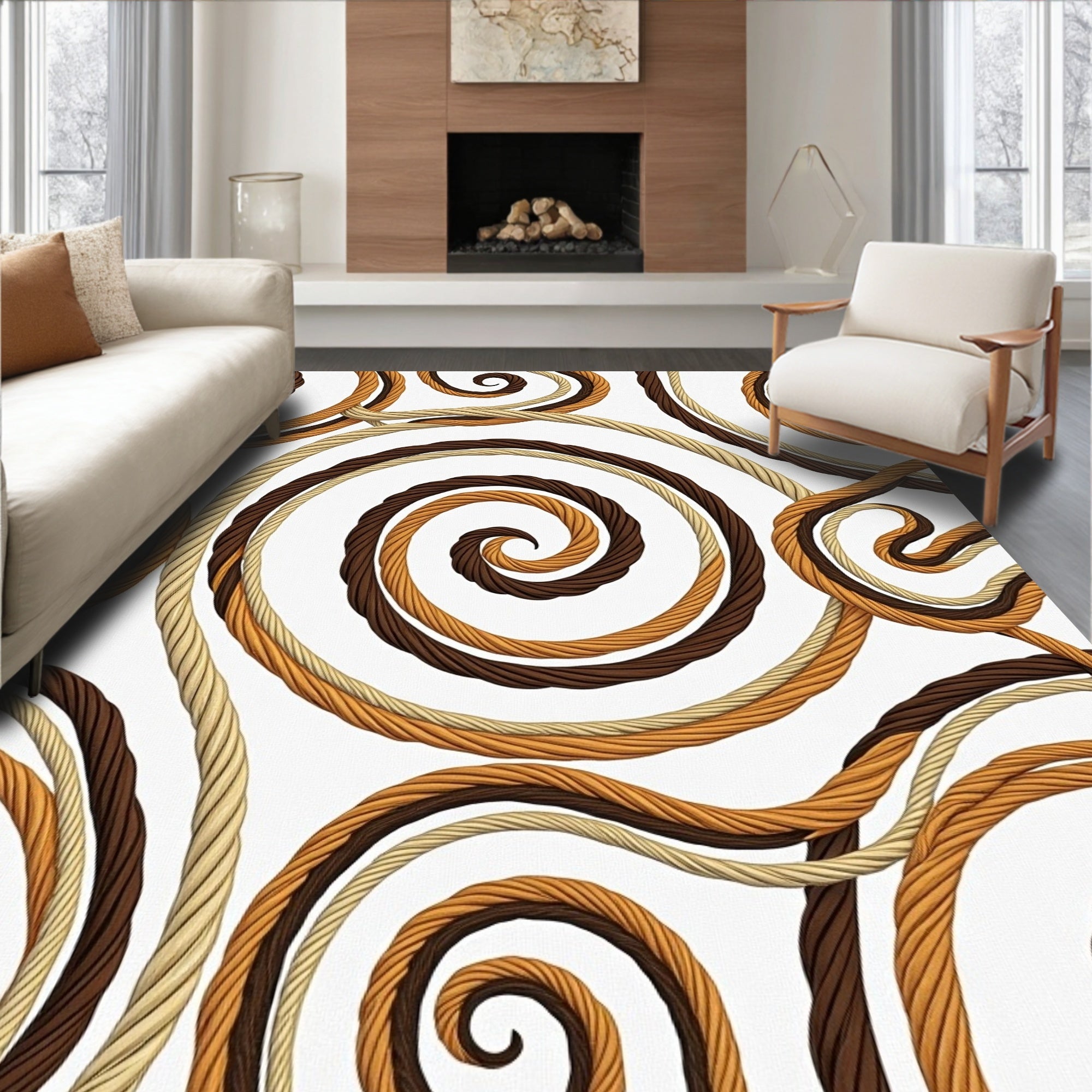 Earthy Tone Twisted Rope Swirls Rug