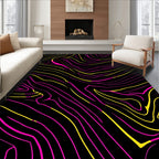 Vibrant Yellow Pink Wavy Lines Rug