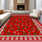 Red Holly Berry Garland Border Rug