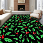 Green Red Holly Berry Pattern Rug