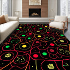 Playful Black Cat Faces Abstract Lines Rug