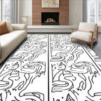 Abstract Black White Organic Flow Rug