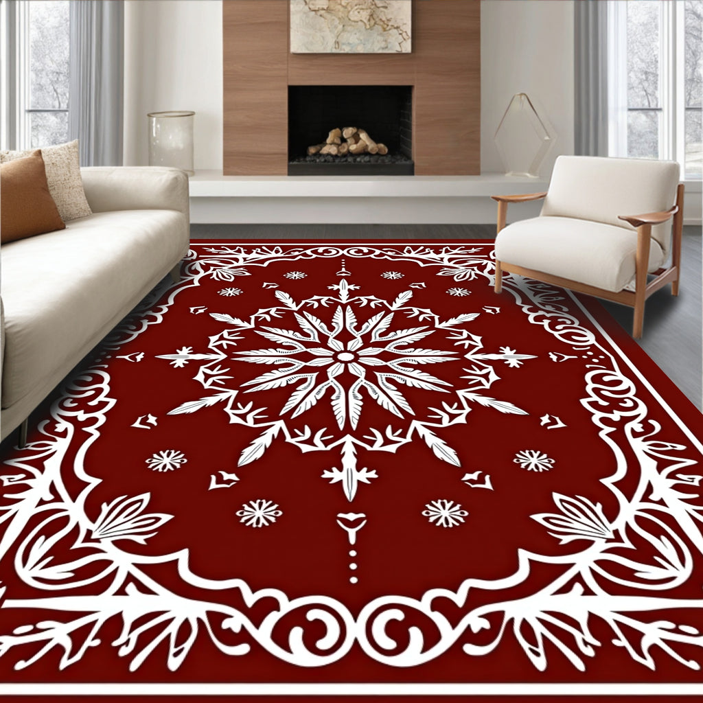 Crimson Bloom Radial Border Rug
