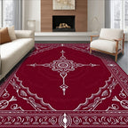 Crimson and White Intricate Mandala Rug
