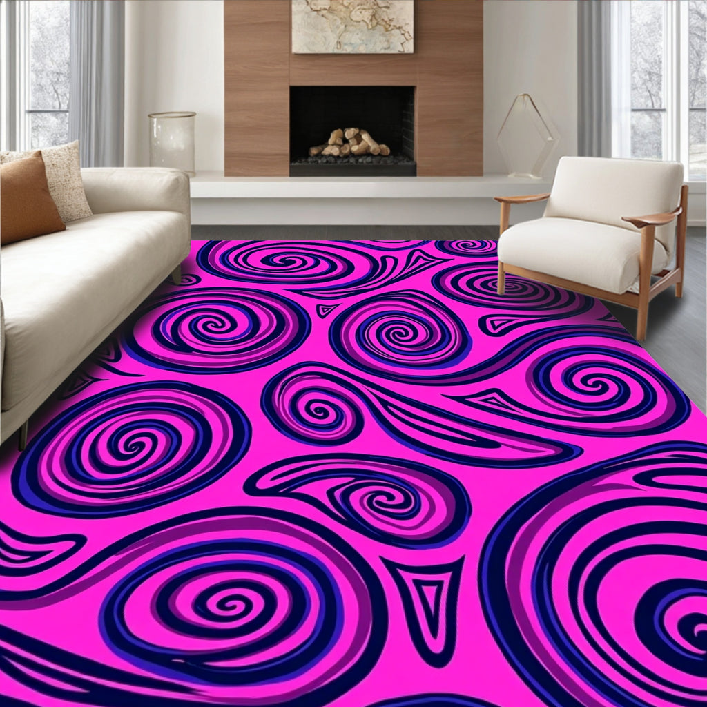 Vibrant Pink Swirl Abstract Rug