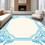 Blue Floral Acanthus Scroll Frame Rug