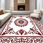 Deep Red Floral Medallion Border Rug