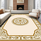 Golden Cream Arabesque Medallion Border Rug