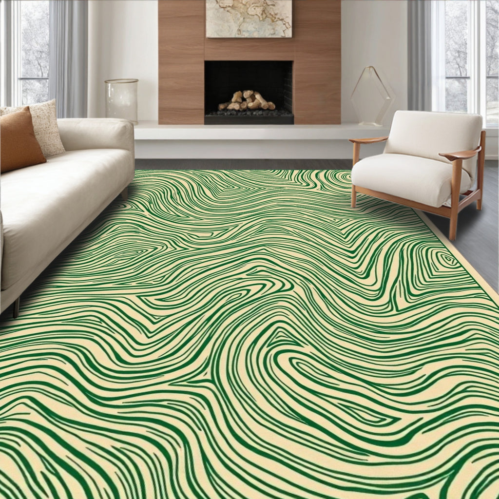 Emerald Swirl Topography Lines Rug