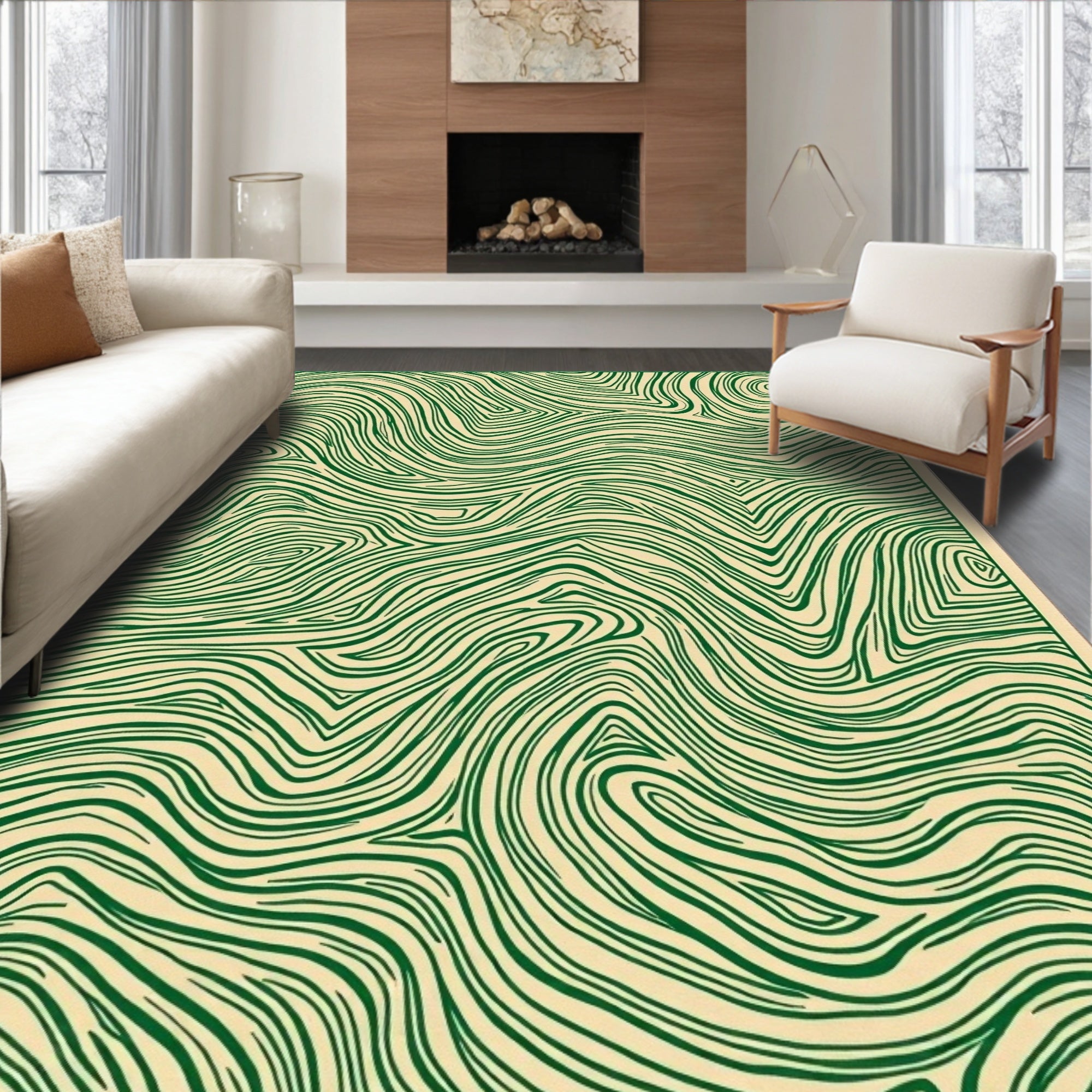 Emerald Swirl Topography Lines Rug