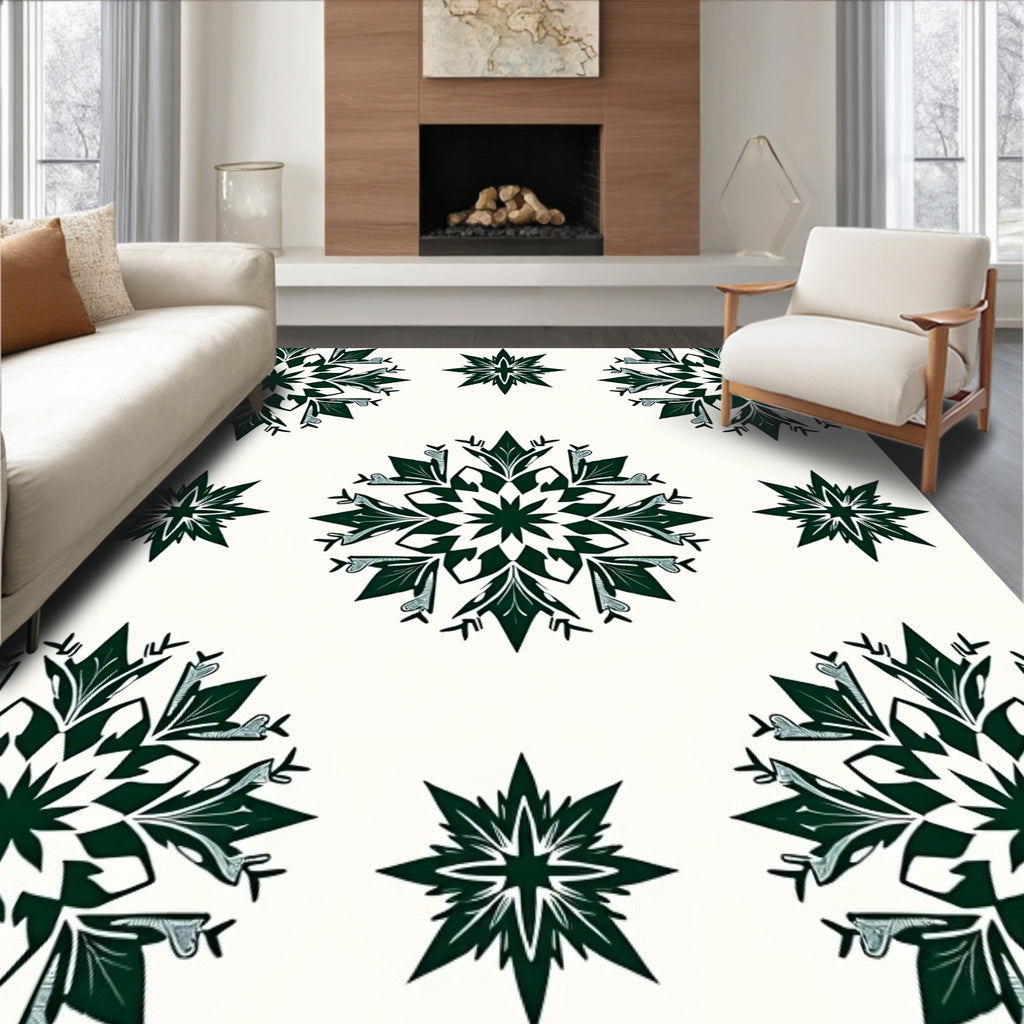 Dark Green Starburst Medallion Rug