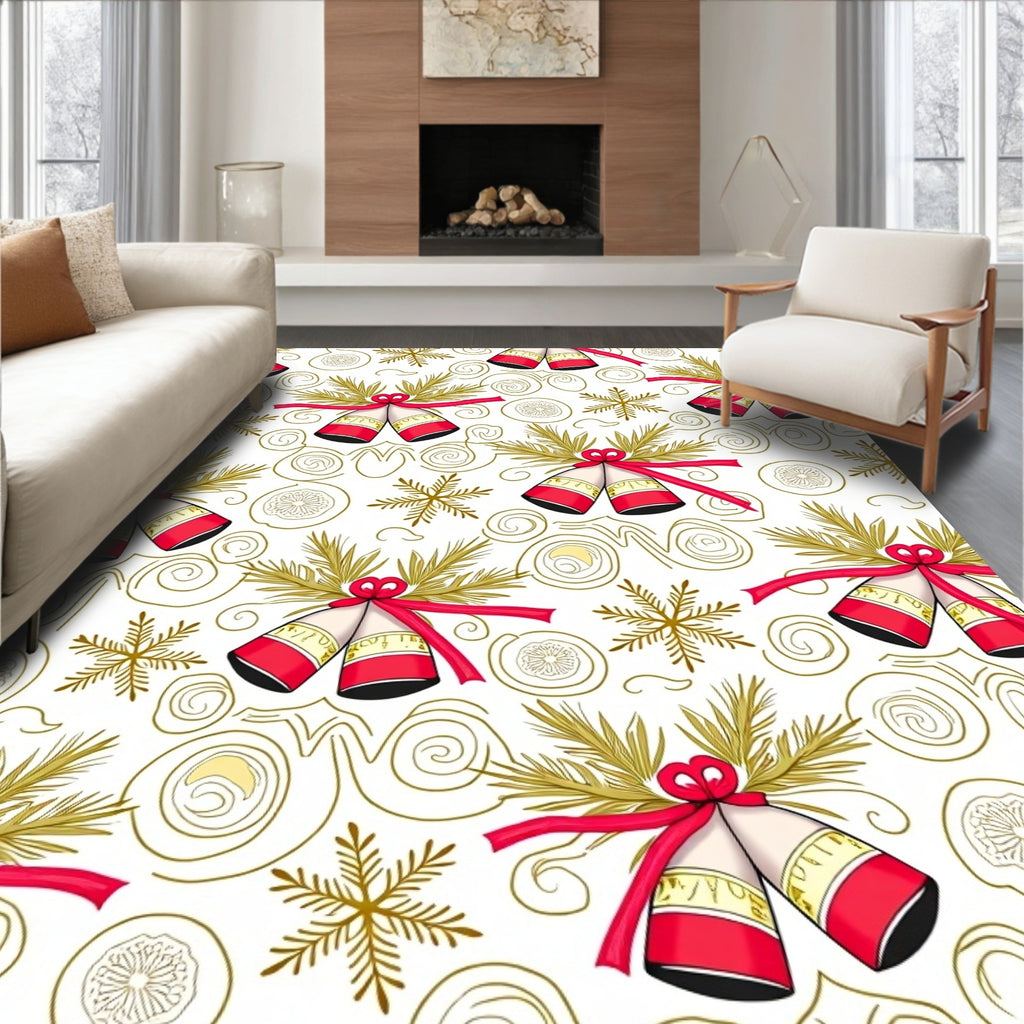 Jingle Bells and Snowflakes Holiday Collection Rug