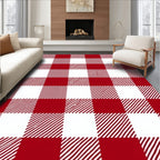 Classic Red White Gingham Check Rug