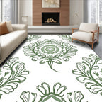 Sage Green Floral Medallion Repeat Rug