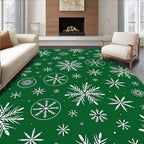 Emerald White Snowflake Scatter Rug
