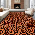 Vibrant Orange Swirl Abstract Rug