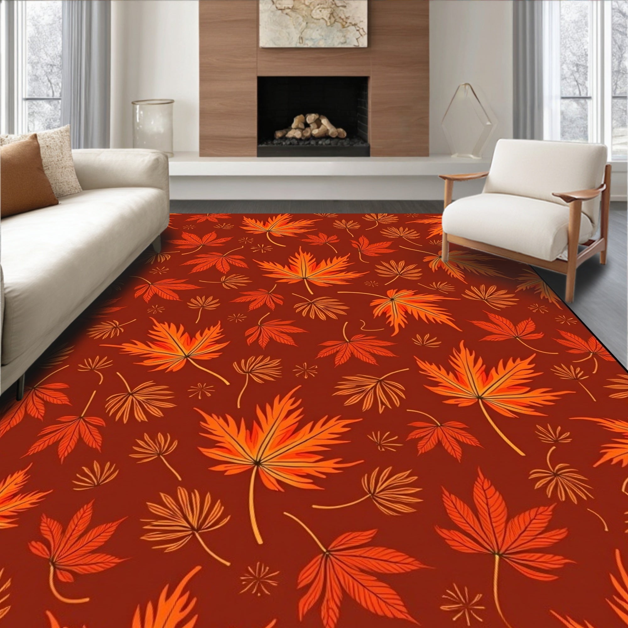 Autumn Maple Leaf Cluster Rug
