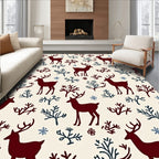Deep Red Deer Woodland Sprig Rug