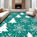 Teal Snowflake Christmas Tree Repeat Rug