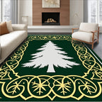 Evergreen Tree Gold Border Rug