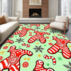 Whimsical Red Gingerbread Candy Swirls Rug