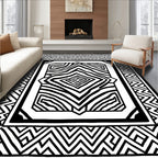 Monochrome Geometric Zebra Diamond Rug