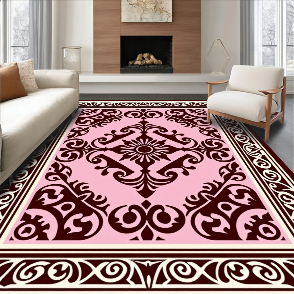 Crimson Baroque Floral Medallion Rug