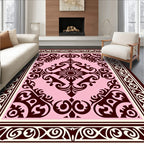 Crimson Baroque Floral Medallion Rug