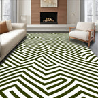 Olive Green Geometric Maze Rug