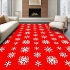 White Snowflake Scatter Red Rug