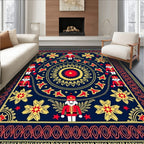 Navy Crimson Gold Nutcracker Mandala Rug