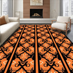 Bold Orange Black Vertical Stripe Rug