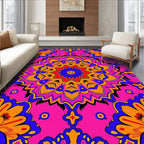 Vibrant Pink Orange Blue Mandala Rug