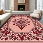Crimson Floral Octagon Medallion Blush Rug