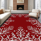 Crimson Floral Scroll Vine Rug