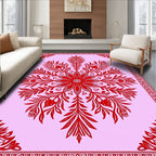 Crimson Floral Vine Medallion Rug