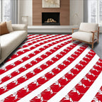 Crimson And White Slanted Stripes Rug