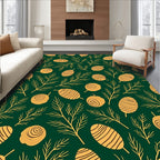 Forest Green Yellow Pinecone Branches Rug