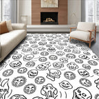 Whimsical Black White Skull Scatter Rug