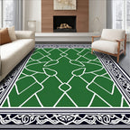 Emerald Green White Lattice Border Rug