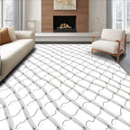 Silver White Abstract Geometric Wave Rug