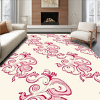 Crimson Rococo Swirl Floral Rug