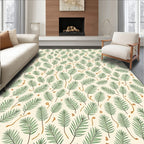 Green Pine Needles on Cream Background Rug