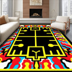 Bold Yellow Geometric Abstract Flow Rug