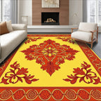 Traditional Red Crimson Floral Medallion Rug