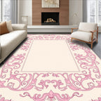 Delicate Pink Ornate Frame Rug