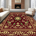 Crimson Floral Medallion Vines Rug