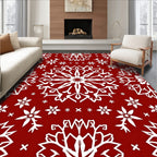 Classic Red Snowflake Mandala Decor Rug