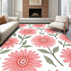 Coral Daisy Garden Art Rug