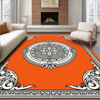 Orange Mandala Intricate Border Rug